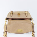 Miu Miu Vitellolux Shoulder Bag Leather Beige Gold Tone Auth 213705A-20
