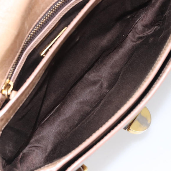 Miu Miu Vitellolux Shoulder Bag Leather Beige Gold Tone Auth 213705A