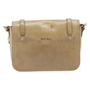 Miu Miu Vitellolux Shoulder Bag Leather Beige Gold Tone Auth 213705A-3