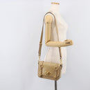 Miu Miu Vitellolux Shoulder Bag Leather Beige Gold Tone Auth 213705A-30