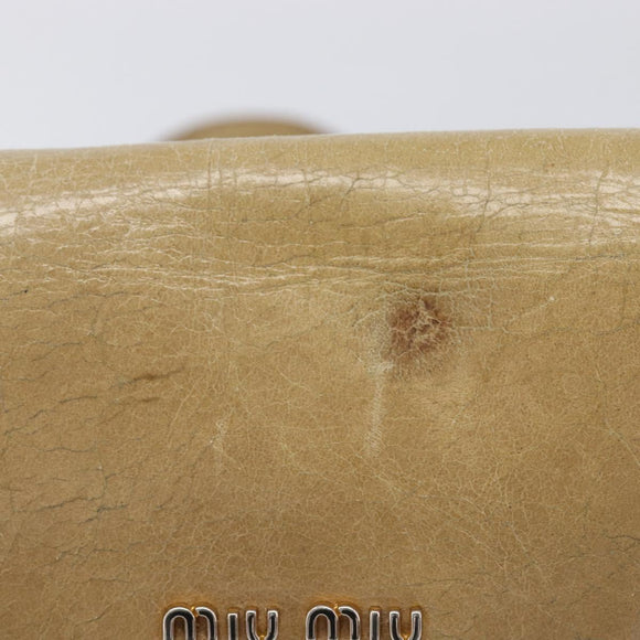Miu Miu Vitellolux Shoulder Bag Leather Beige Gold Tone Auth 213705A