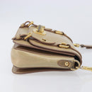 Miu Miu Vitellolux Shoulder Bag Leather Beige Gold Tone Auth 213705A-5