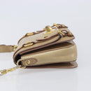 Miu Miu Vitellolux Shoulder Bag Leather Beige Gold Tone Auth 213705A-6