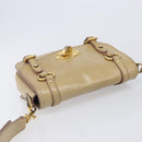 Miu Miu Vitellolux Shoulder Bag Leather Beige Gold Tone Auth 213705A-7