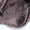 FENDI Mamma Baguette Shoulder Bag Beads Brown Silver Auth 213707V-20