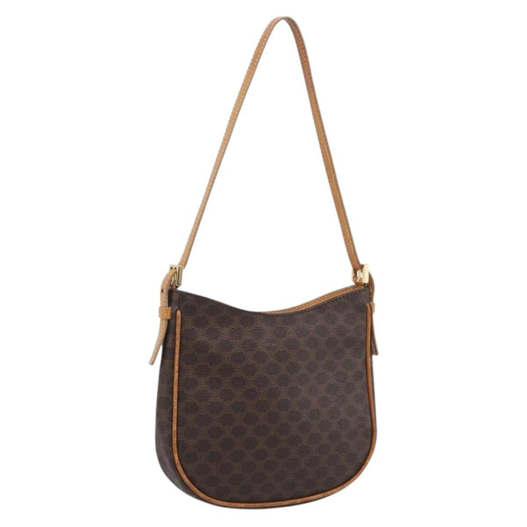 CELINE Macadam Shoulder Bag PVC Brown Gold Auth 213710A