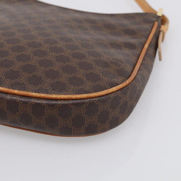 CELINE Macadam Shoulder Bag PVC Brown Gold Auth 213710A