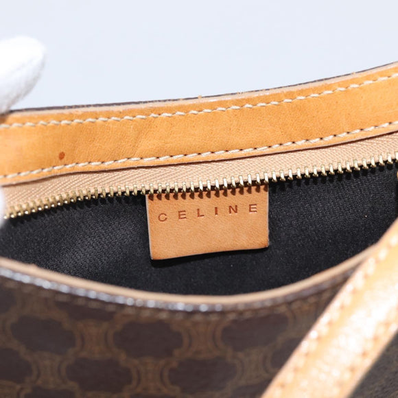 CELINE Macadam Shoulder Bag PVC Brown Gold Auth 213710A
