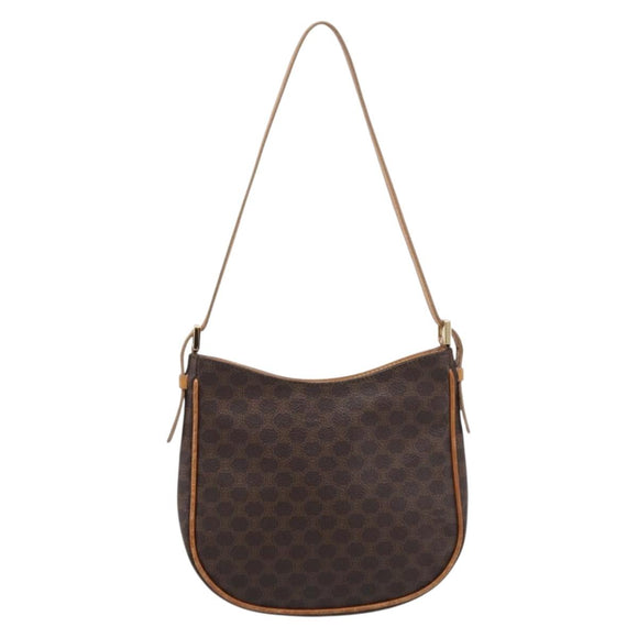 CELINE Macadam Shoulder Bag PVC Brown Gold Auth 213710A