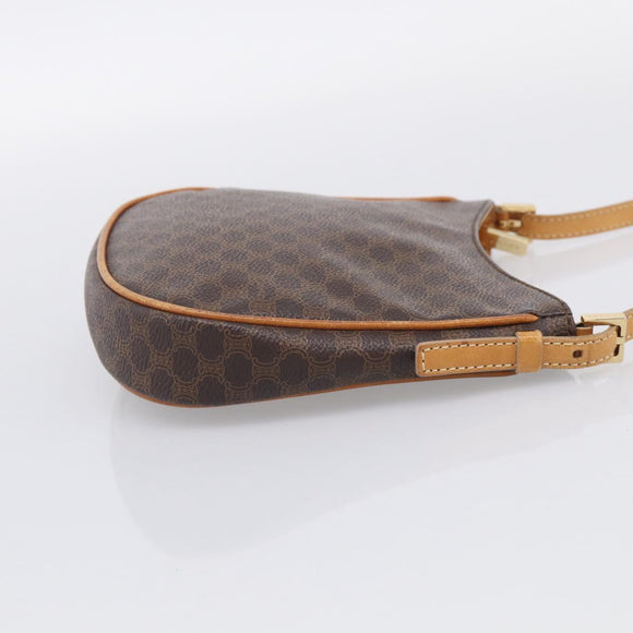 CELINE Macadam Shoulder Bag PVC Brown Gold Auth 213710A