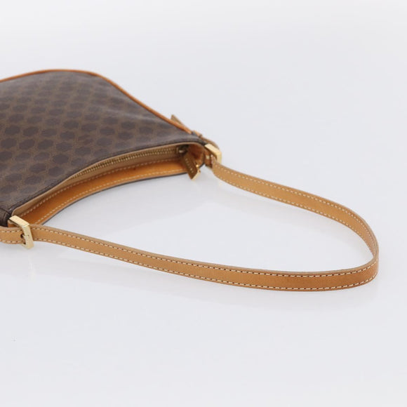 CELINE Macadam Shoulder Bag PVC Brown Gold Auth 213710A
