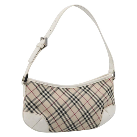 BURBERRY Nova Check Shoulder Bag Canvas Beige Silver Auth 213711A