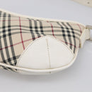 BURBERRY Nova Check Shoulder Bag Canvas Beige Silver Auth 213711A-12