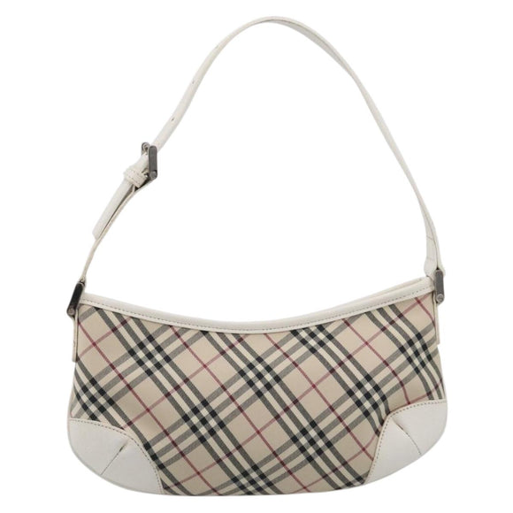 BURBERRY Nova Check Shoulder Bag Canvas Beige Silver Auth 213711A