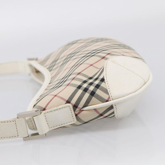 BURBERRY Nova Check Shoulder Bag Canvas Beige Silver Auth 213711A
