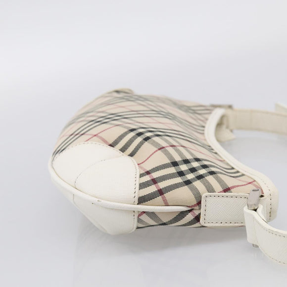 BURBERRY Nova Check Shoulder Bag Canvas Beige Silver Auth 213711A