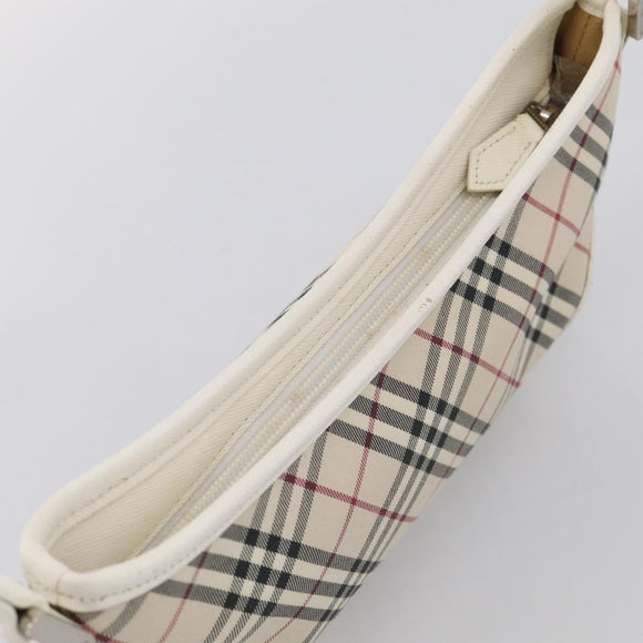 BURBERRY Nova Check Shoulder Bag Canvas Beige Silver Auth 213711A