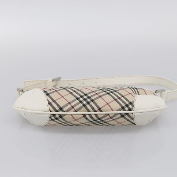 BURBERRY Nova Check Shoulder Bag Canvas Beige Silver Auth 213711A