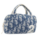 Christian Dior Trotter Canvas Hand Bag pile Navy White Auth 213713-1