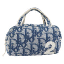 Christian Dior Trotter Canvas Hand Bag pile Navy White Auth 213713-2