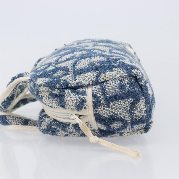 Christian Dior Trotter Canvas Hand Bag pile Navy White Auth 213713