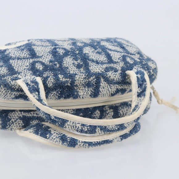Christian Dior Trotter Canvas Hand Bag pile Navy White Auth 213713