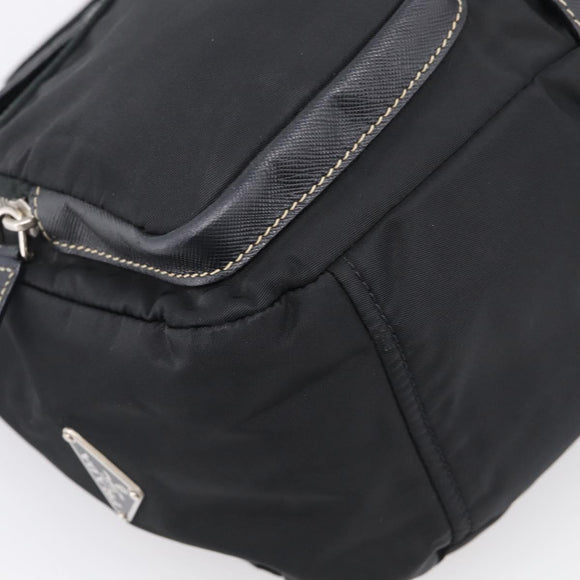 PRADA Shoulder Bag Nylon Black Silver Auth 213721A
