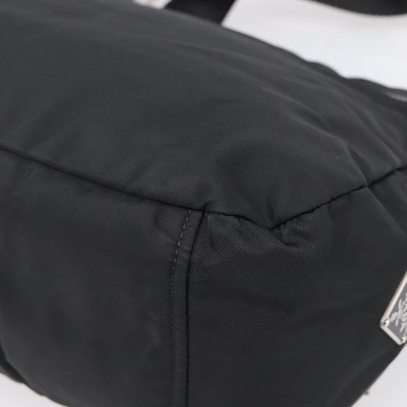PRADA Shoulder Bag Nylon Black Silver Auth 213721A