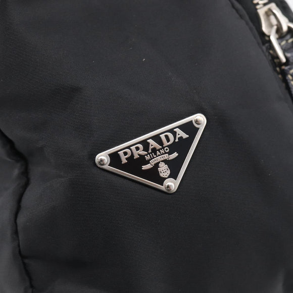 PRADA Shoulder Bag Nylon Black Silver Auth 213721A