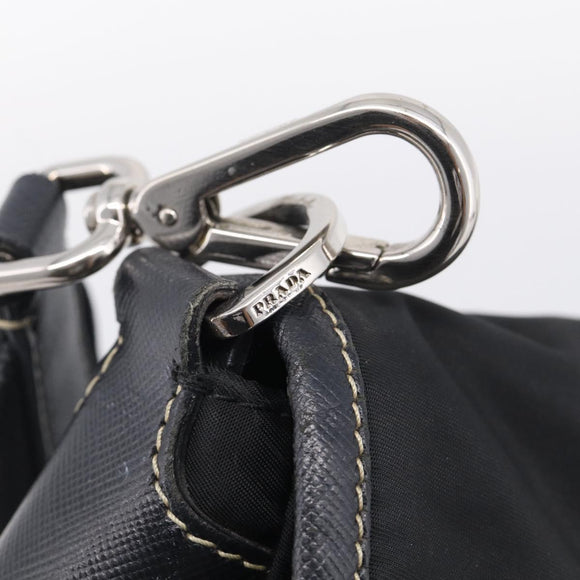 PRADA Shoulder Bag Nylon Black Silver Auth 213721A