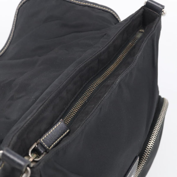 PRADA Shoulder Bag Nylon Black Silver Auth 213721A
