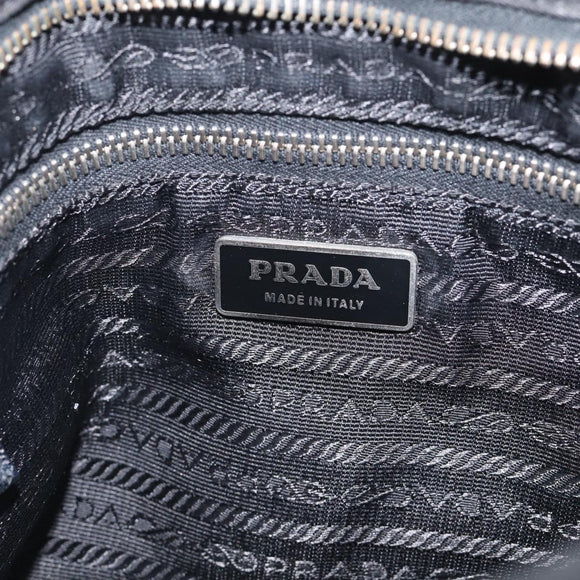 PRADA Shoulder Bag Nylon Black Silver Auth 213721A