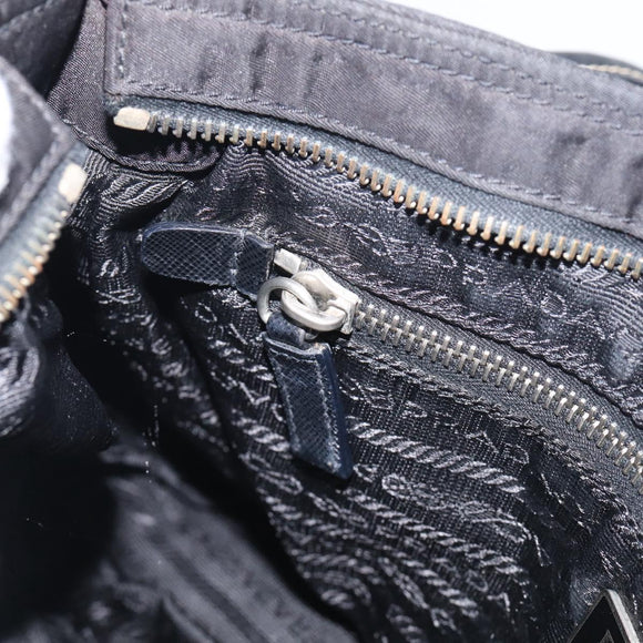 PRADA Shoulder Bag Nylon Black Silver Auth 213721A