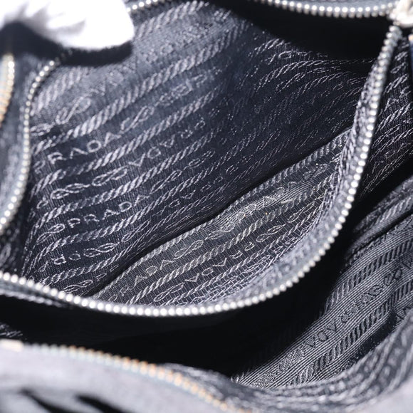 PRADA Shoulder Bag Nylon Black Silver Auth 213721A