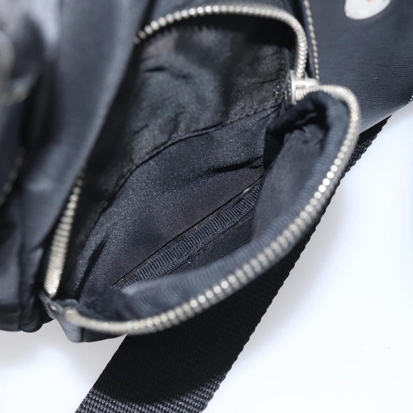 PRADA Shoulder Bag Nylon Black Silver Auth 213721A