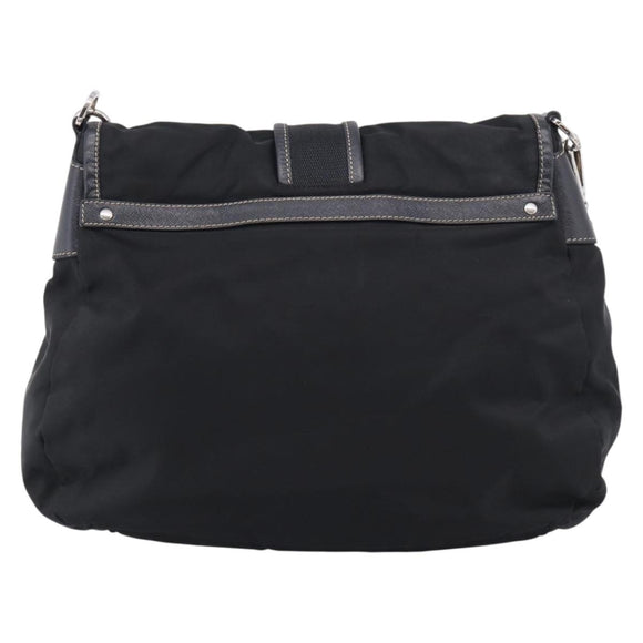 PRADA Shoulder Bag Nylon Black Silver Auth 213721A