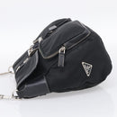 PRADA Shoulder Bag Nylon Black Silver Auth 213721A-4