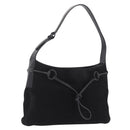 GUCCI Horsebit Shoulder Bag Suede Black 101975 Auth 213722V-1