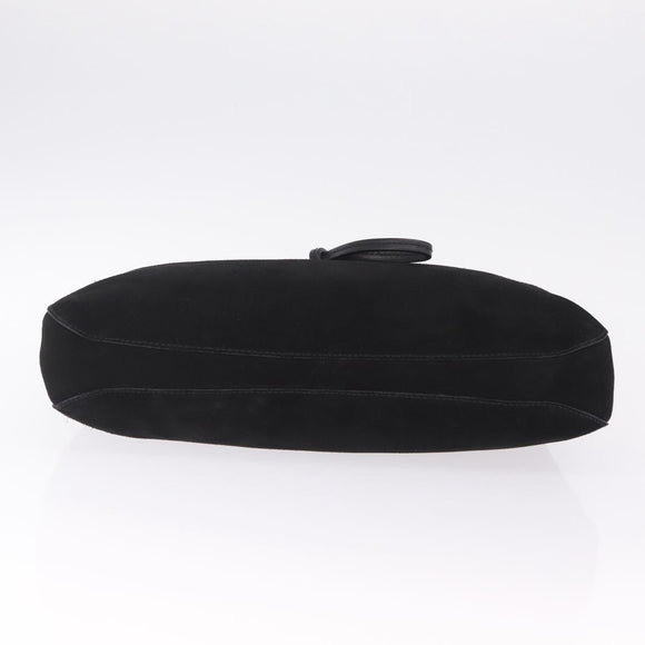 GUCCI Horsebit Shoulder Bag Suede Black 101975 Auth 213722V