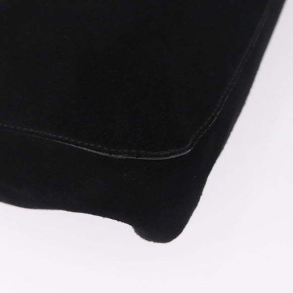 GUCCI Horsebit Shoulder Bag Suede Black 101975 Auth 213722V