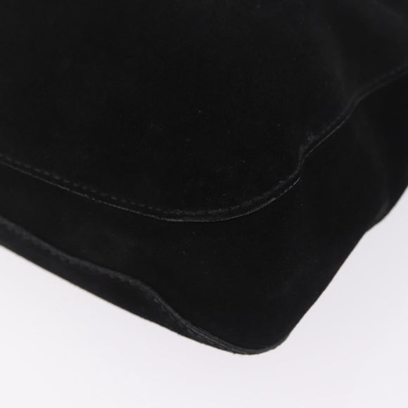 GUCCI Horsebit Shoulder Bag Suede Black 101975 Auth 213722V
