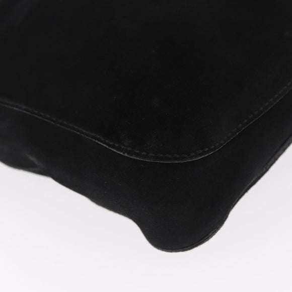 GUCCI Horsebit Shoulder Bag Suede Black 101975 Auth 213722V