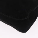 GUCCI Horsebit Shoulder Bag Suede Black 101975 Auth 213722V-14