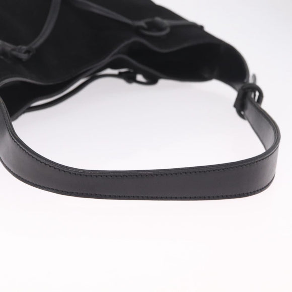 GUCCI Horsebit Shoulder Bag Suede Black 101975 Auth 213722V