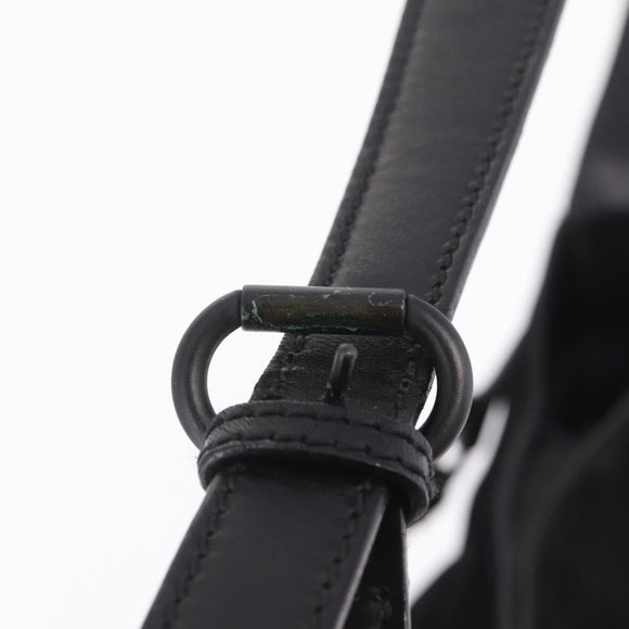 GUCCI Horsebit Shoulder Bag Suede Black 101975 Auth 213722V