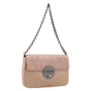 PRADA Chain Hand Bag Satin Pink Silver Auth 213726-1
