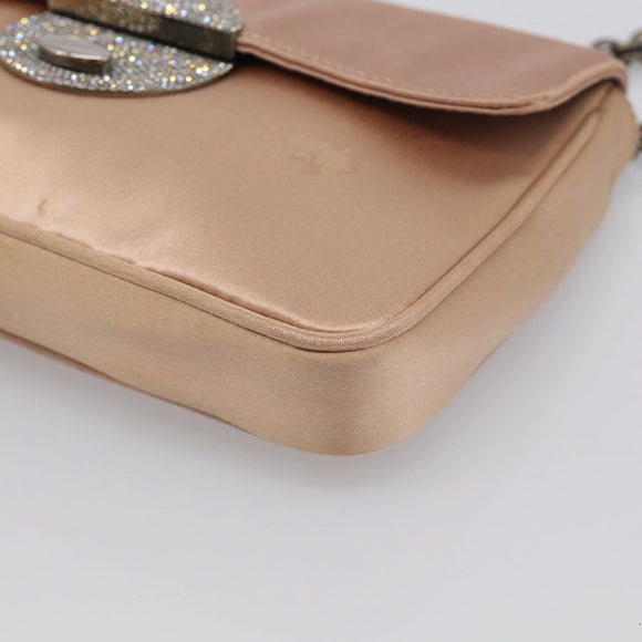 PRADA Chain Hand Bag Satin Pink Silver Auth 213726