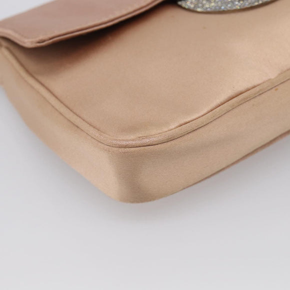 PRADA Chain Hand Bag Satin Pink Silver Auth 213726