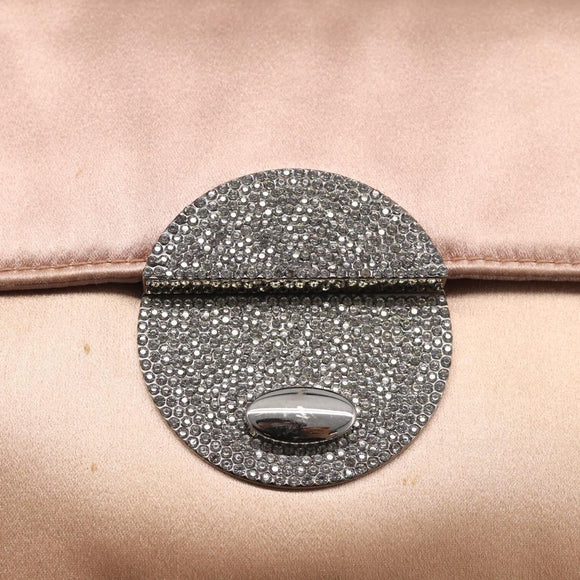 PRADA Chain Hand Bag Satin Pink Silver Auth 213726