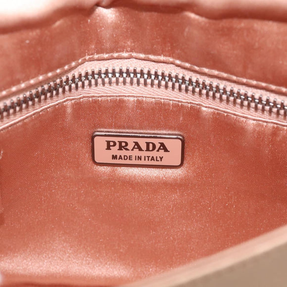PRADA Chain Hand Bag Satin Pink Silver Auth 213726
